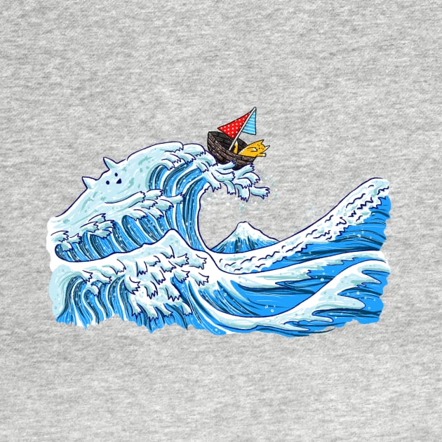 Hokusai Great Cat Wave by Elvedee